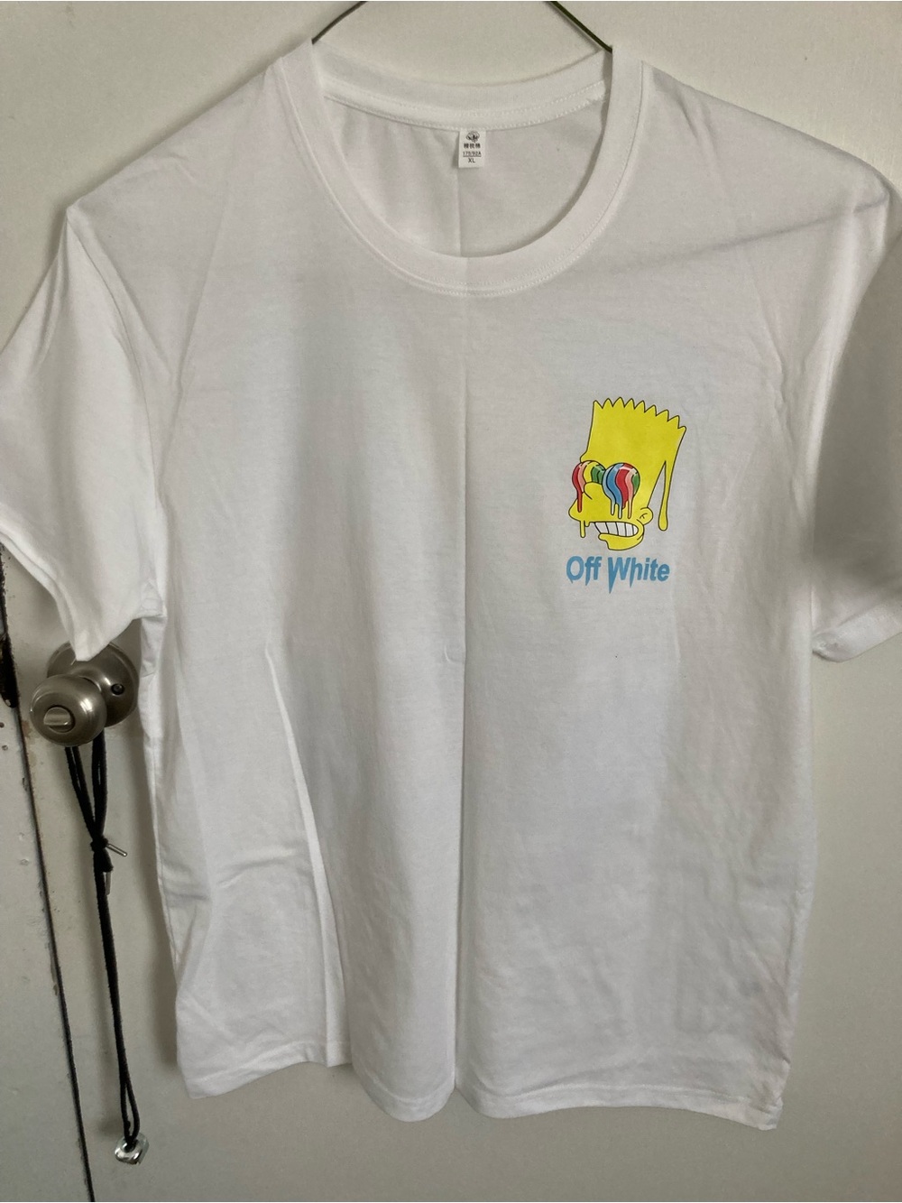 Off-White White Tee with Colorful Melting Bart Graphic